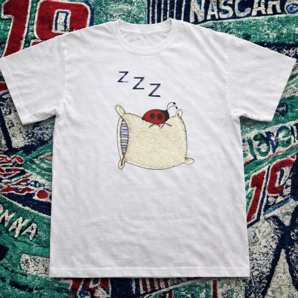 Y2K Soft Sleep Bug Pillow Graphic Tee White Unisex